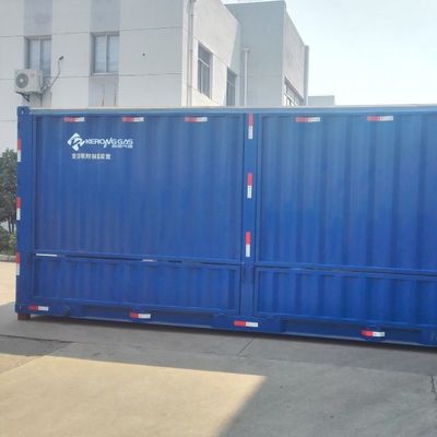 Nakliye konteynerleri, kapıları ve yalıtımları olan azot gazı üretim tesisi